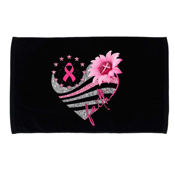 Sunflower Pink Ribbon Faith Breast Cancer Awareness Microfiber Hand Towel