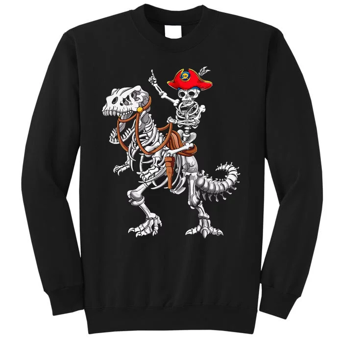 Skeleton Pirate Riding Skeleton Dinosaur Halloween Costume Sweatshirt