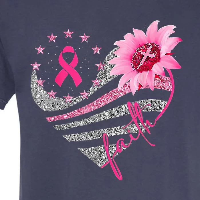 Sunflower Pink Ribbon Faith Breast Cancer Awareness Garment-Dyed Heavyweight T-Shirt