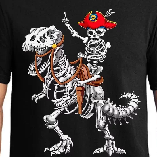 Skeleton Pirate Riding Skeleton Dinosaur Halloween Costume Pajama Set