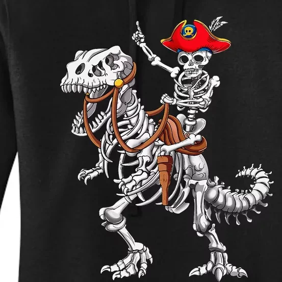 Skeleton Pirate Riding Skeleton Dinosaur Halloween Costume Women's Pullover Hoodie