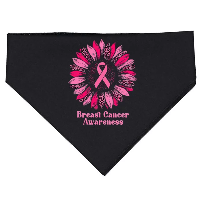 Sunflower Pink Ribbon Breast Cancer Awareness USA-Made Doggie Bandana