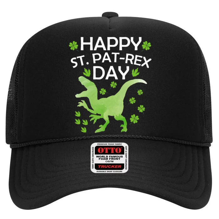 St Pat Rex Day T Rex Love St Patrick Day High Crown Mesh Trucker Hat