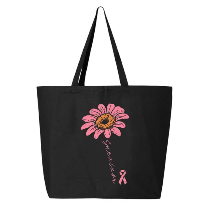 Sunflower Pink Ribbon Breast Cancer Survivor Awareness 25L Jumbo Tote