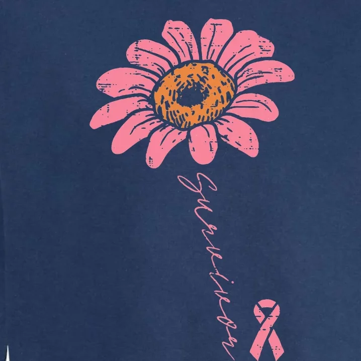 Sunflower Pink Ribbon Breast Cancer Survivor Awareness Garment-Dyed Sweatshirt