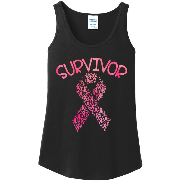 Survivor Pink Ribbon Won Breast Cancer Awareness Ladies Essential Tank