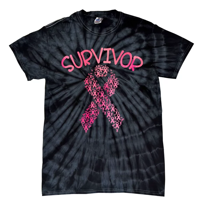 Survivor Pink Ribbon Won Breast Cancer Awareness Tie-Dye T-Shirt