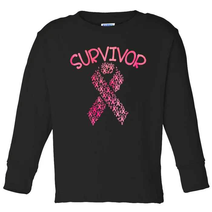 Survivor Pink Ribbon Won Breast Cancer Awareness Toddler Long Sleeve Shirt