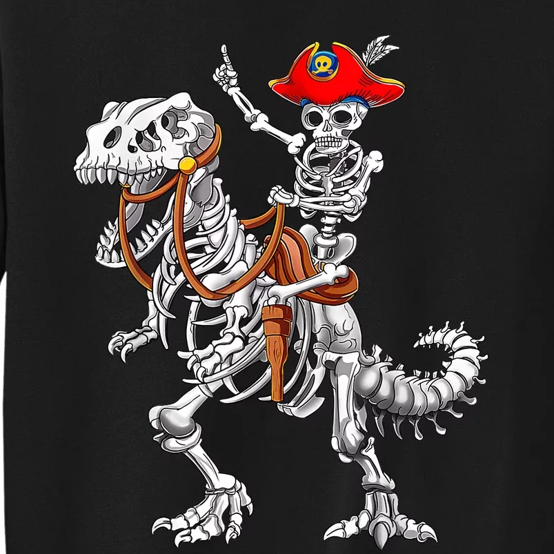 Skeleton Pirate Riding Skeleton Dinosaur Halloween Spooky Sweatshirt