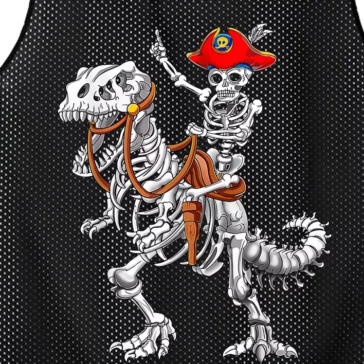 Skeleton Pirate Riding Skeleton Dinosaur Halloween Spooky Mesh Reversible Basketball Jersey Tank