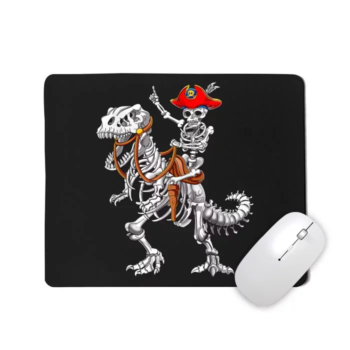 Skeleton Pirate Riding Skeleton Dinosaur Halloween Spooky Mousepad