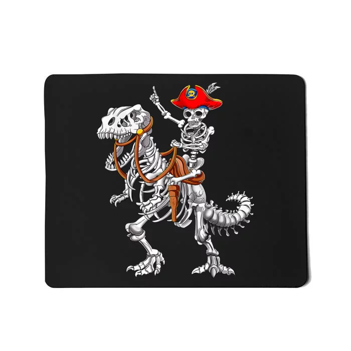 Skeleton Pirate Riding Skeleton Dinosaur Halloween Spooky Mousepad