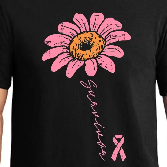 Sunflower Pink Ribbon Breast Cancer Survivor Awareness Pajama Set