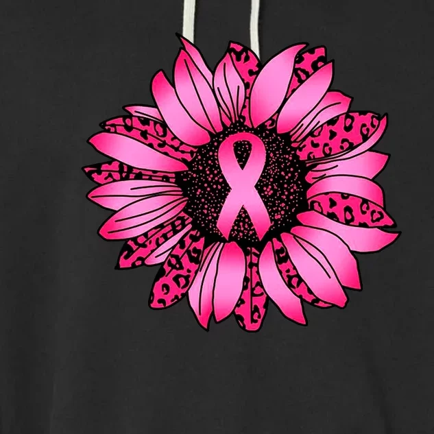 Sunflower Pink Ribbon Breast Cancer Awareness Garment-Dyed Fleece Hoodie