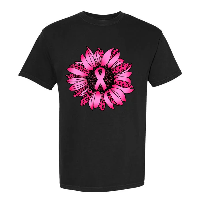 Sunflower Pink Ribbon Breast Cancer Awareness Garment-Dyed Heavyweight T-Shirt