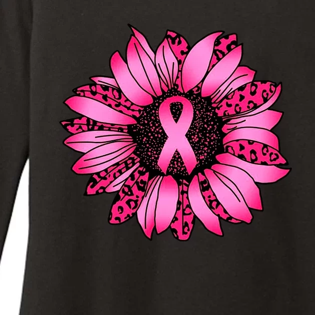 Sunflower Pink Ribbon Breast Cancer Awareness Womens CVC Long Sleeve Shirt