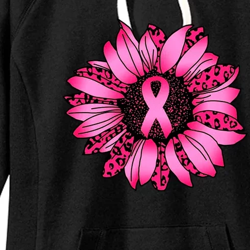 Sunflower Pink Ribbon Breast Cancer Awareness Women's Fleece Hoodie