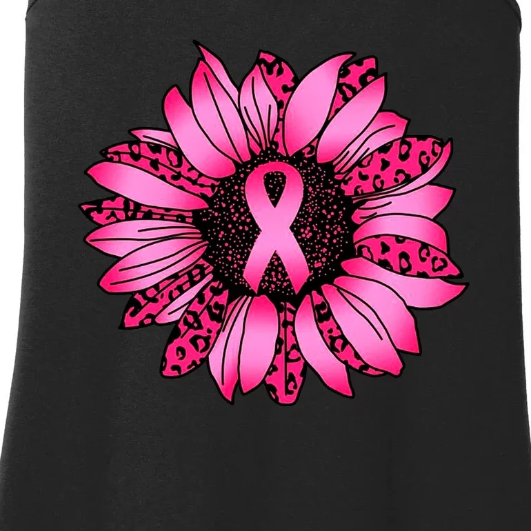 Sunflower Pink Ribbon Breast Cancer Awareness Ladies Essential Tank