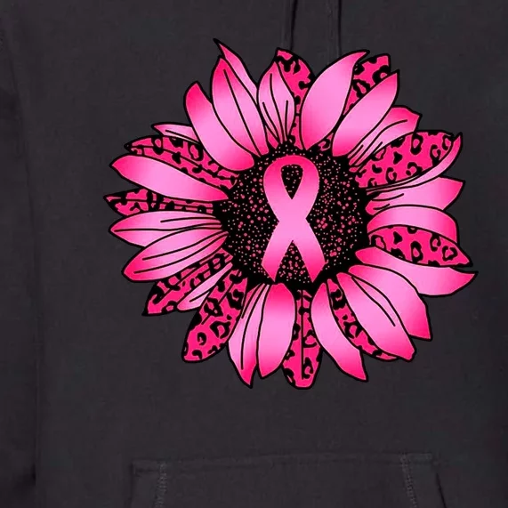 Sunflower Pink Ribbon Breast Cancer Awareness Premium Hoodie