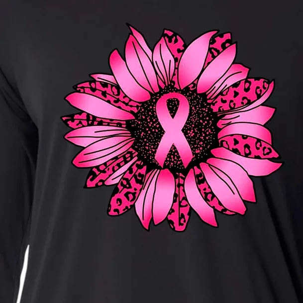 Sunflower Pink Ribbon Breast Cancer Awareness Cooling Performance Long Sleeve Crew