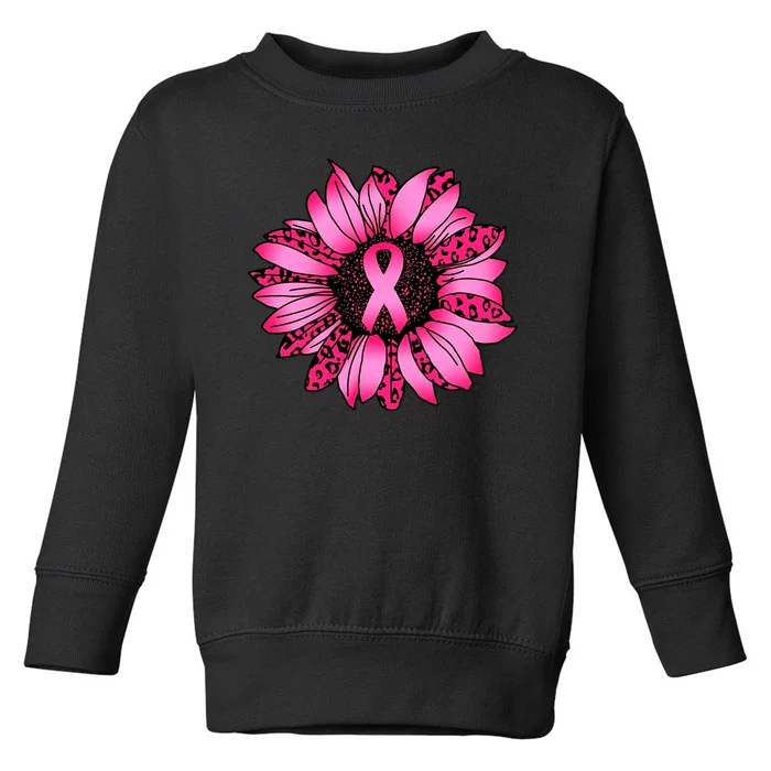 Sunflower Pink Ribbon Breast Cancer Awareness Toddler Sweatshirt