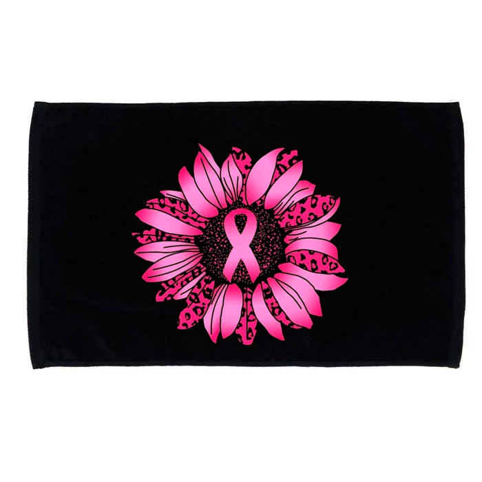 Sunflower Pink Ribbon Breast Cancer Awareness Microfiber Hand Towel