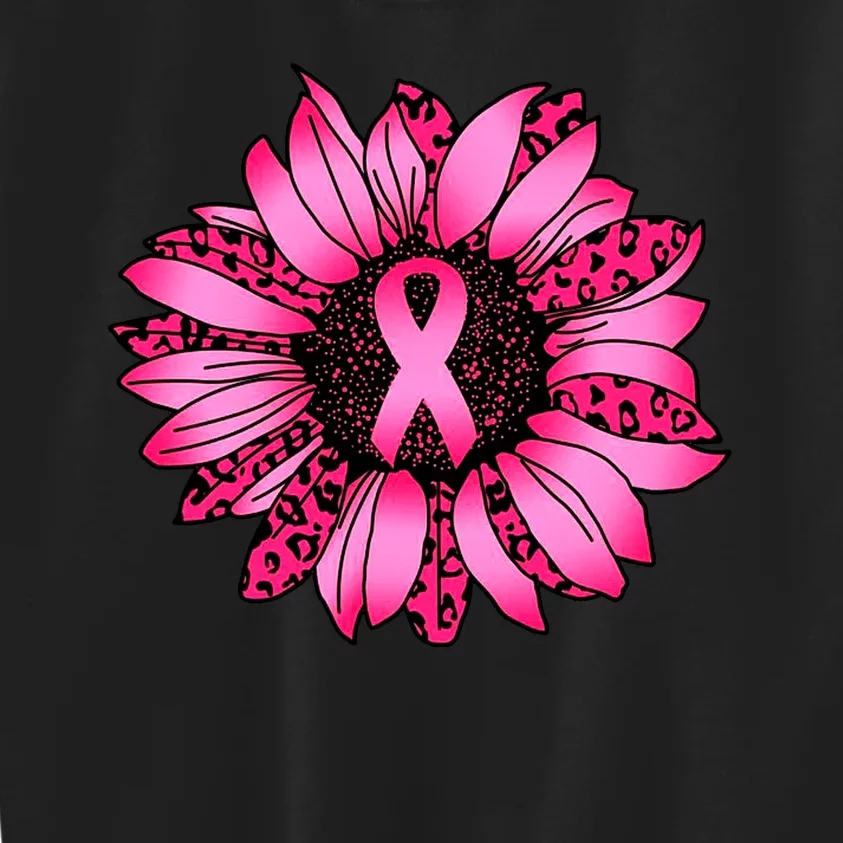 Sunflower Pink Ribbon Breast Cancer Awareness Kids Sweatshirt