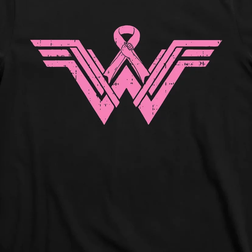 Superhero Pink Ribbon Breast Cancer Awareness Mom Wife Gift T-Shirt