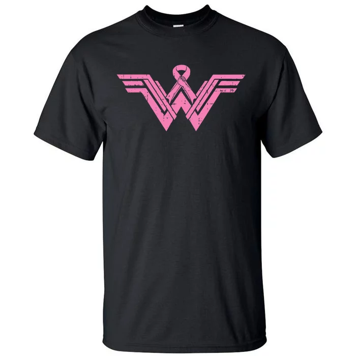 Superhero Pink Ribbon Breast Cancer Awareness Mom Wife Gift Tall T-Shirt