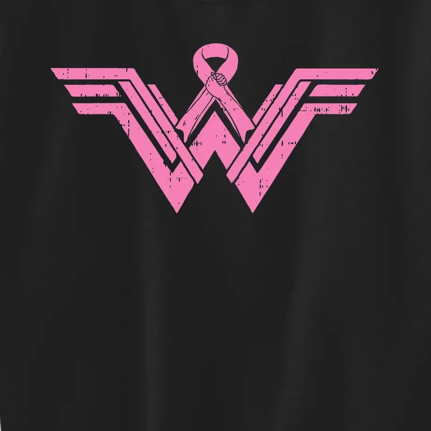 Superhero Pink Ribbon Breast Cancer Awareness Mom Wife Gift Kids Sweatshirt