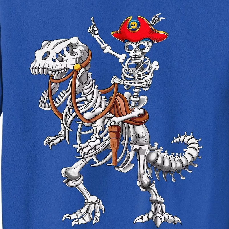 Skeleton Pirate Riding Skeleton Dinosaur Halloween Costume Tall Sweatshirt