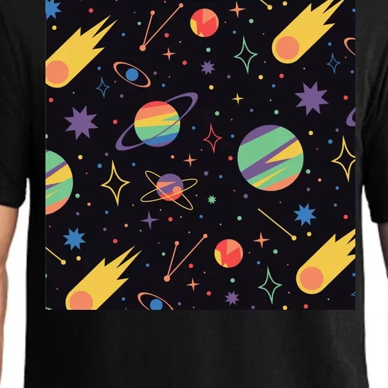 Space Planets Rainbow Galaxy Patterns Pajama Set