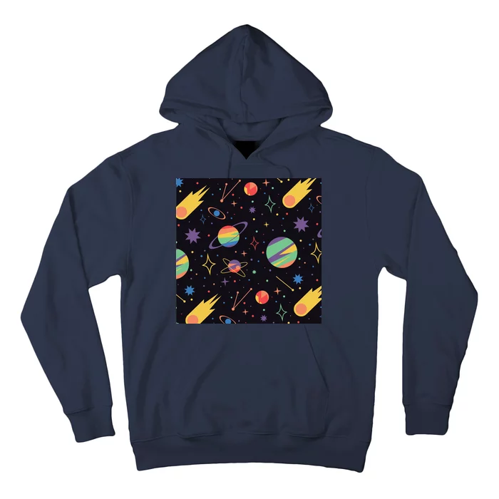 Space Planets Rainbow Galaxy Patterns Hoodie