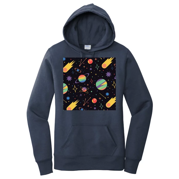 Space Planets Rainbow Galaxy Patterns Women's Pullover Hoodie