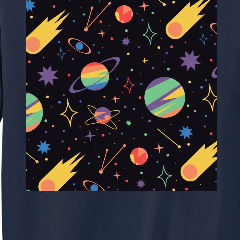 Space Planets Rainbow Galaxy Patterns Tall Sweatshirt