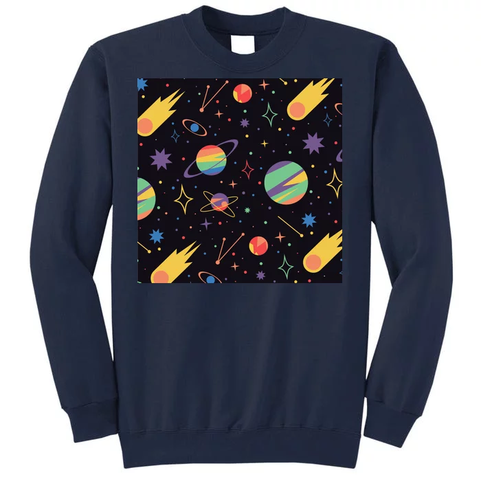 Space Planets Rainbow Galaxy Patterns Tall Sweatshirt