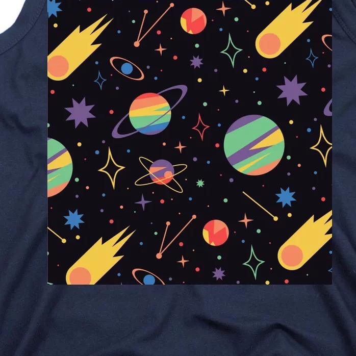 Space Planets Rainbow Galaxy Patterns Tank Top