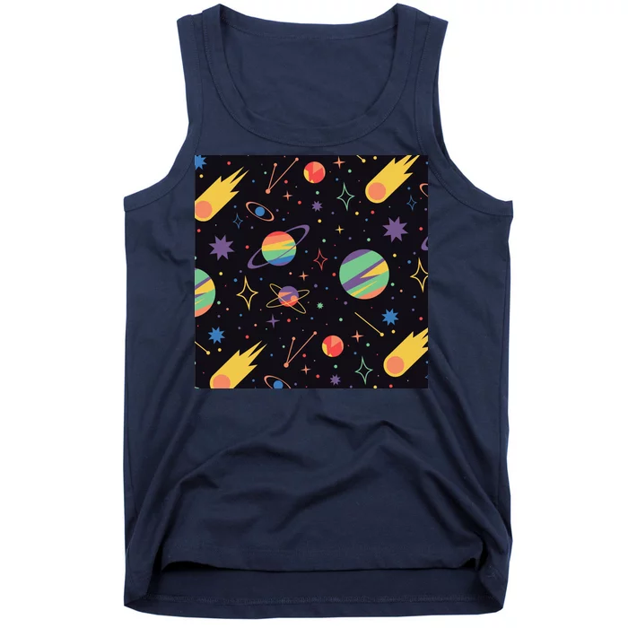 Space Planets Rainbow Galaxy Patterns Tank Top