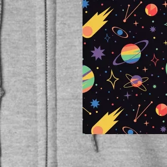 Space Planets Rainbow Galaxy Patterns Full Zip Hoodie