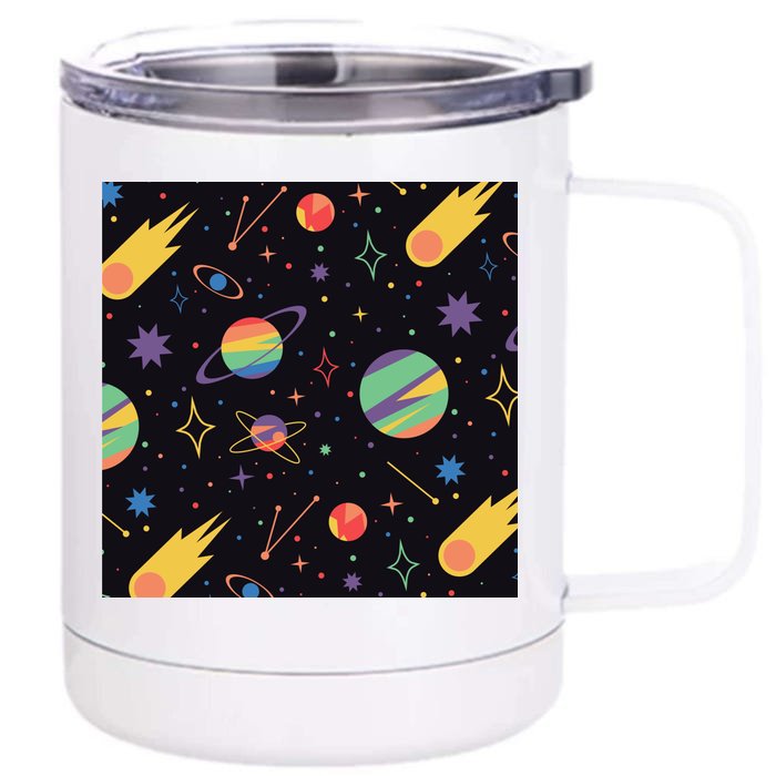 Space Planets Rainbow Galaxy Patterns Front & Back 12oz Stainless Steel Tumbler Cup