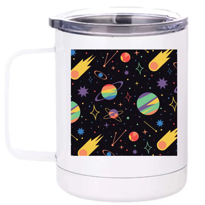 Space Planets Rainbow Galaxy Patterns Front & Back 12oz Stainless Steel Tumbler Cup