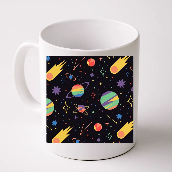 Space Planets Rainbow Galaxy Patterns Front & Back Coffee Mug