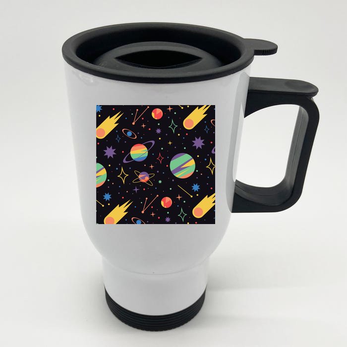 Space Planets Rainbow Galaxy Patterns Front & Back Stainless Steel Travel Mug