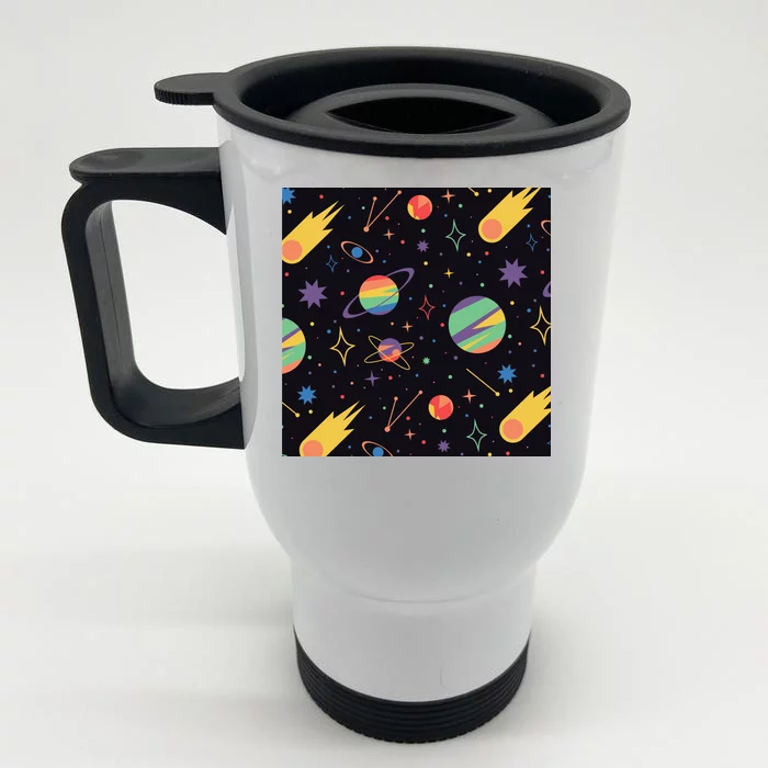 Space Planets Rainbow Galaxy Patterns Front & Back Stainless Steel Travel Mug