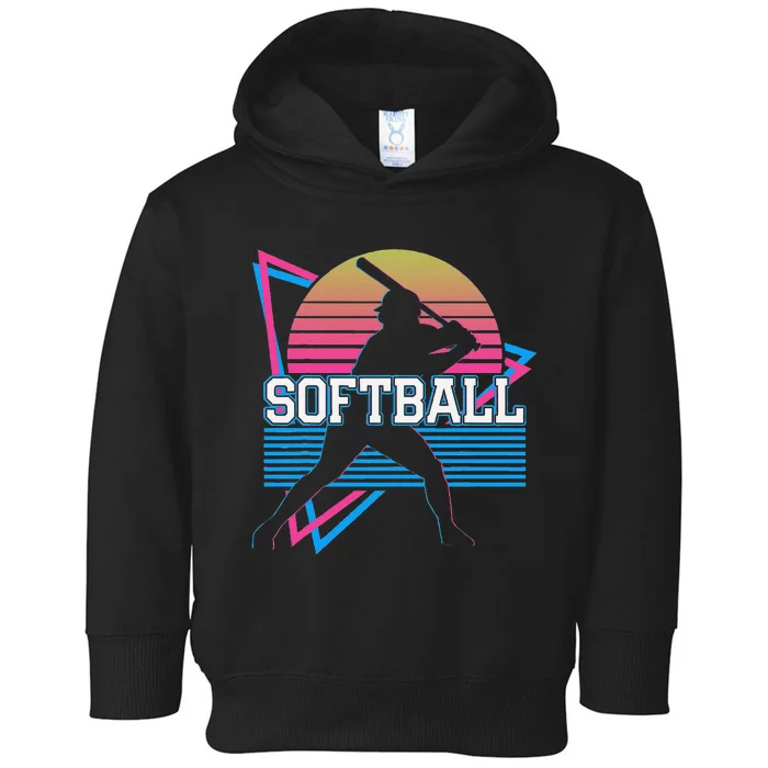 Softball Player Retro Toddler Hoodie