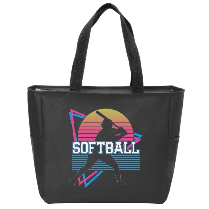 Softball Player Retro Zip Tote Bag