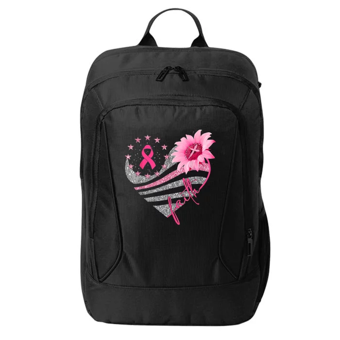 Sunflower Pink Ribbon Faith Breast Cancer Awareness City Backpack