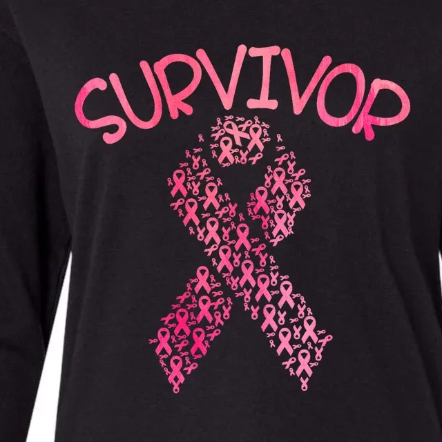 Survivor Pink Ribbon Won Breast Cancer Awareness Womens Cotton Relaxed Long Sleeve T-Shirt