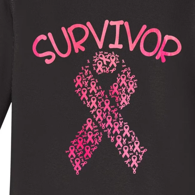 Survivor Pink Ribbon Won Breast Cancer Awareness Baby Long Sleeve Bodysuit