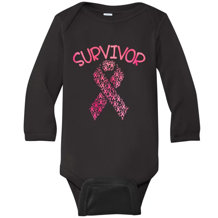 Survivor Pink Ribbon Won Breast Cancer Awareness Baby Long Sleeve Bodysuit